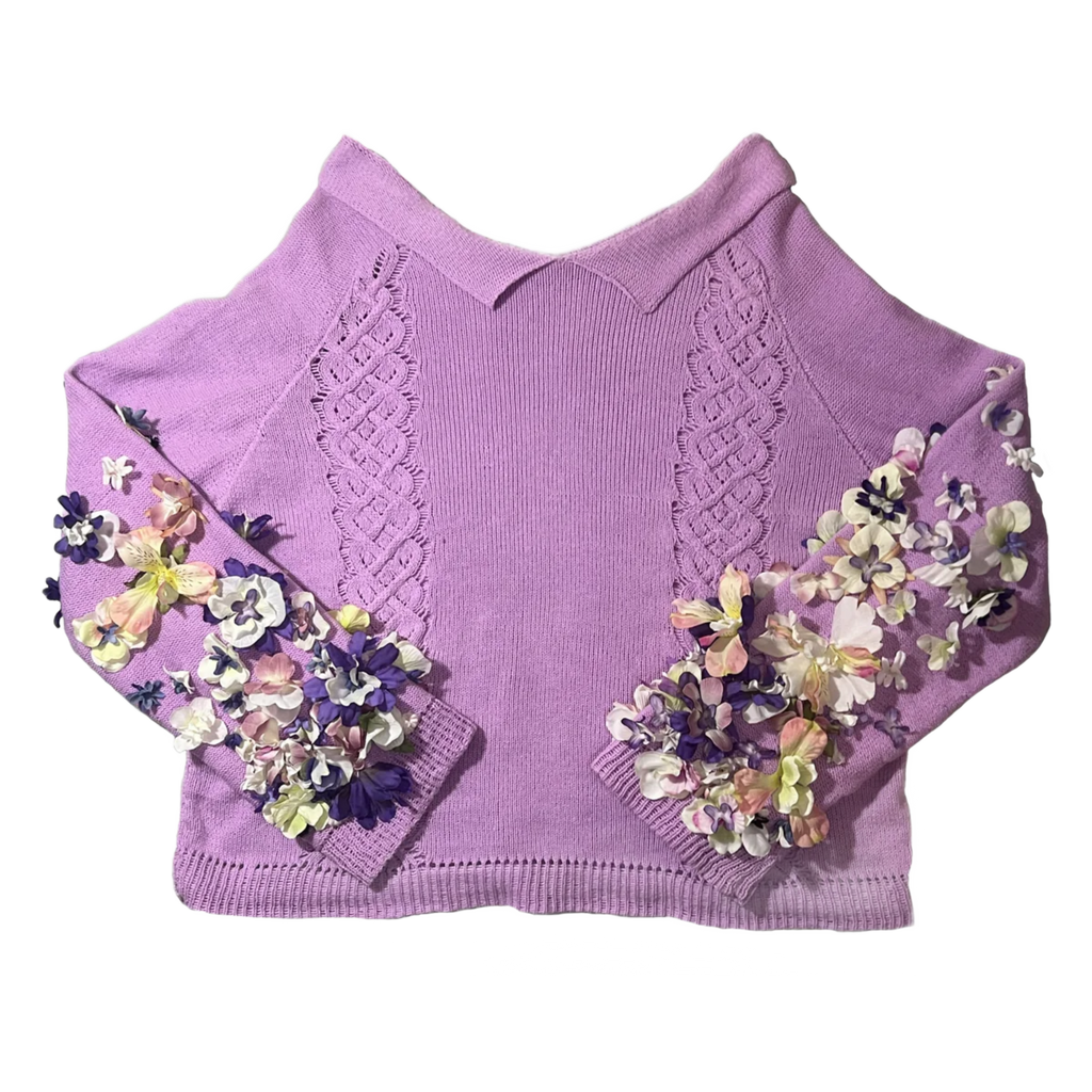Floral sleeve sweater