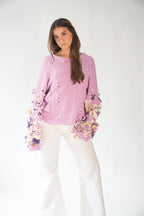 Floral sleeve sweater