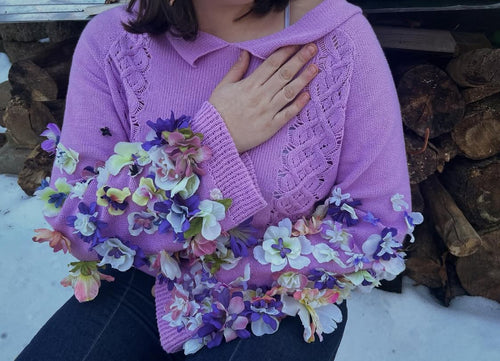 Floral sleeve sweater