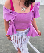 Flounced knit top no. 1