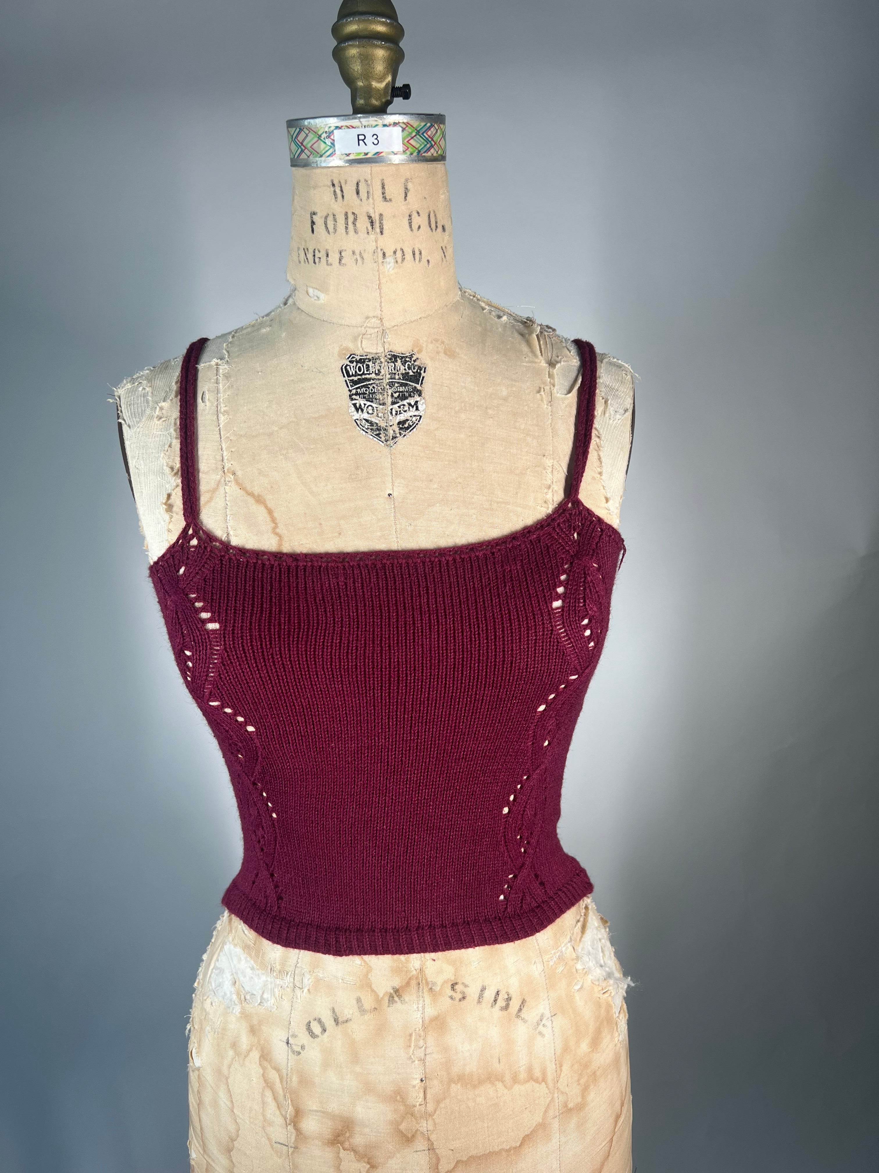 Adjustable neck cable knit tank