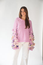 Floral sleeve sweater