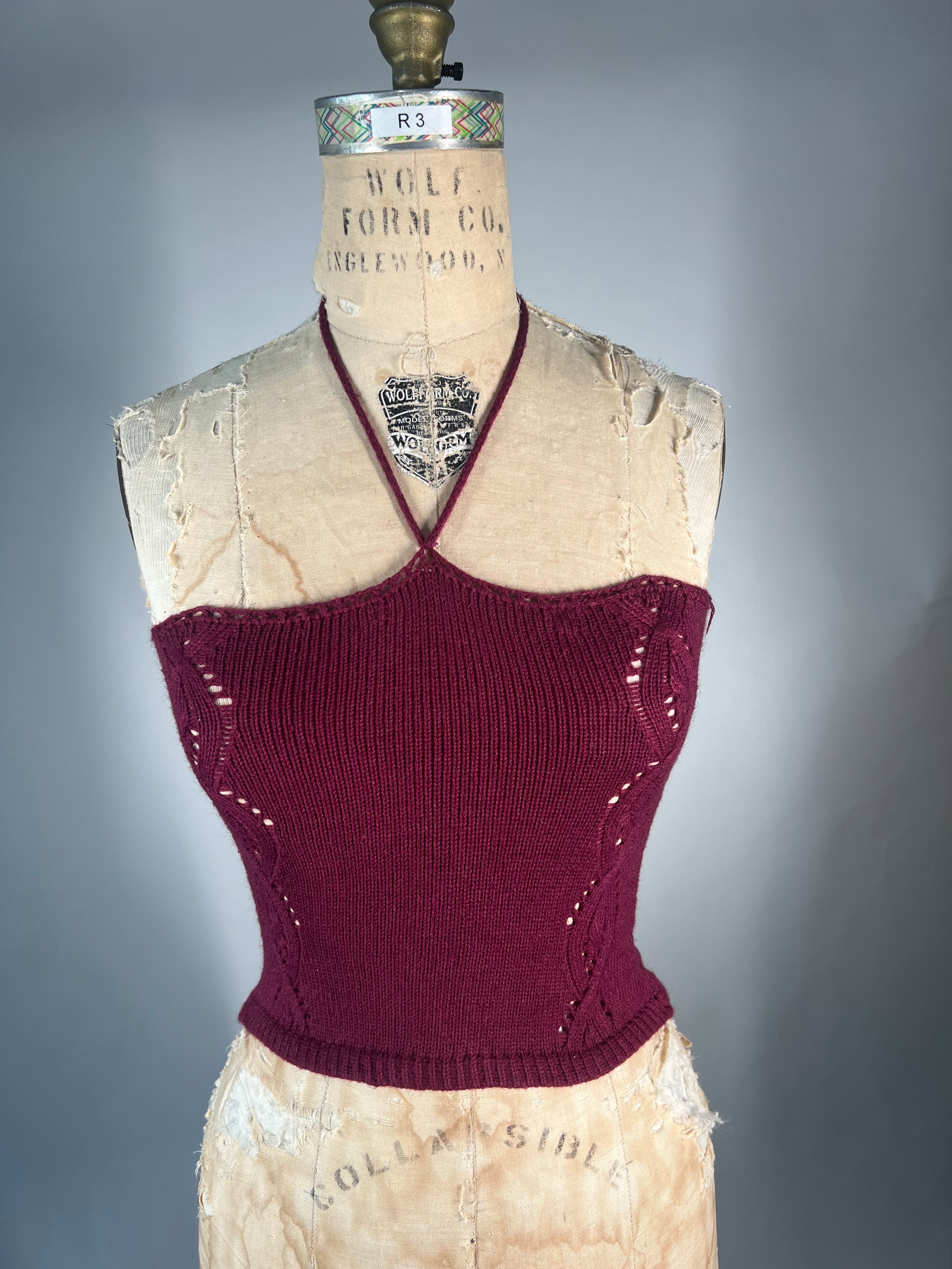 Adjustable neck cable knit tank