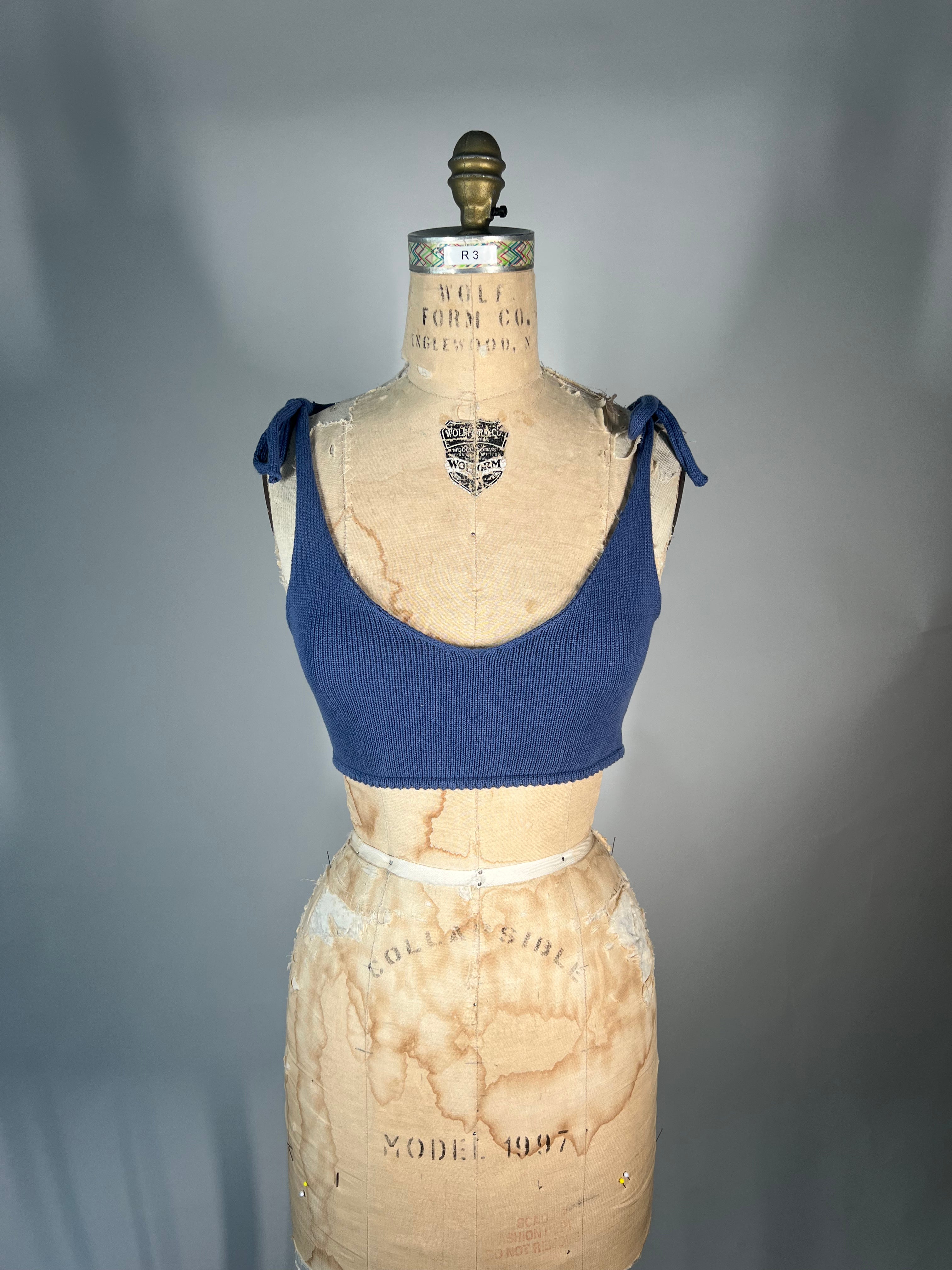 Reversible shoulder tie bra top