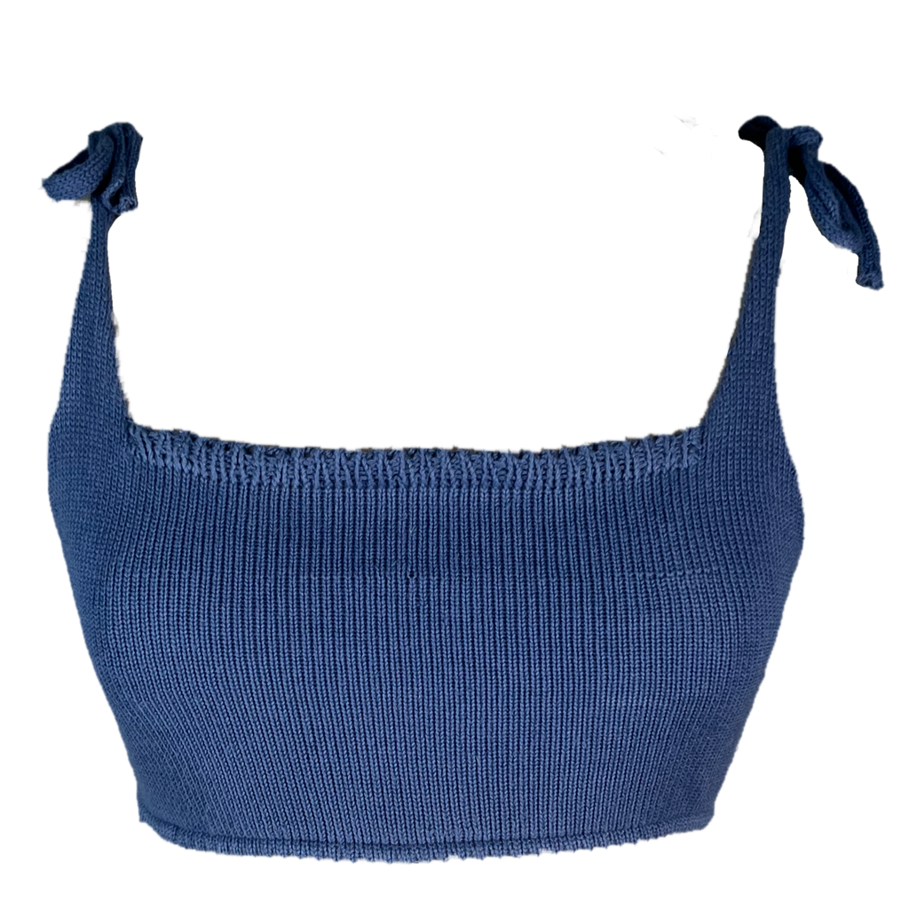 Reversible shoulder tie bra top