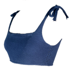 Reversible shoulder tie bra top