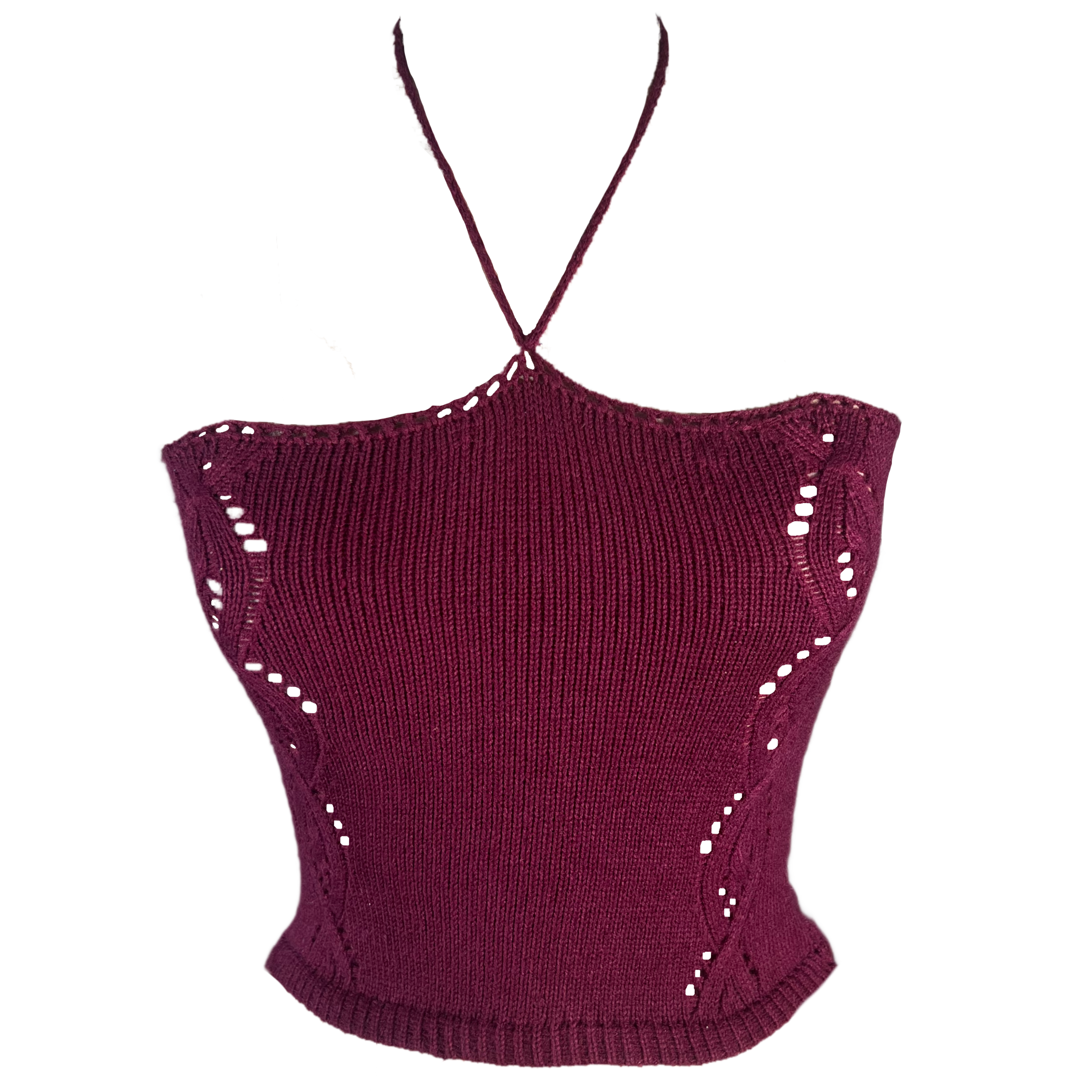 Adjustable neck cable knit tank