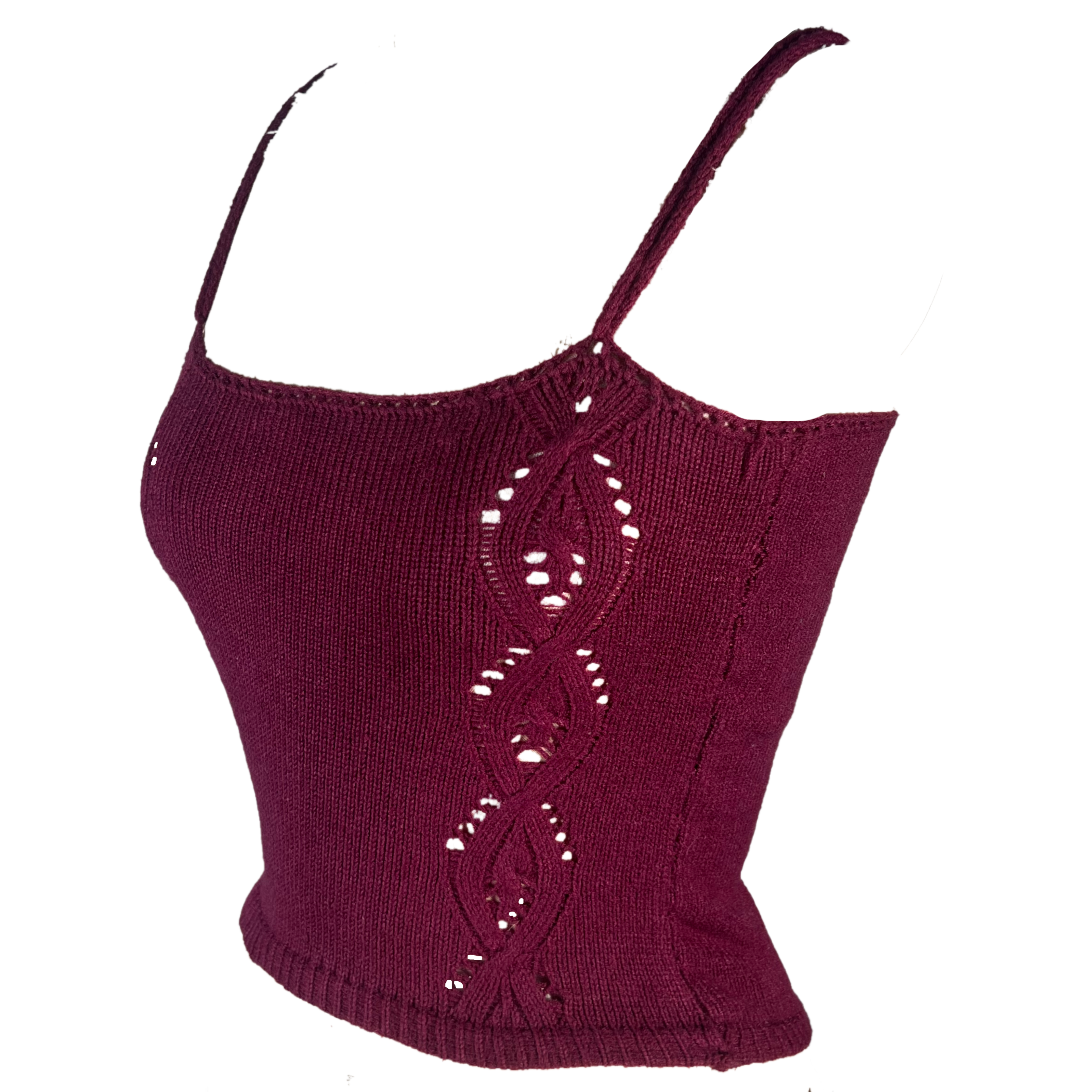 Adjustable neck cable knit tank