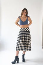 Gingham pleat skirt