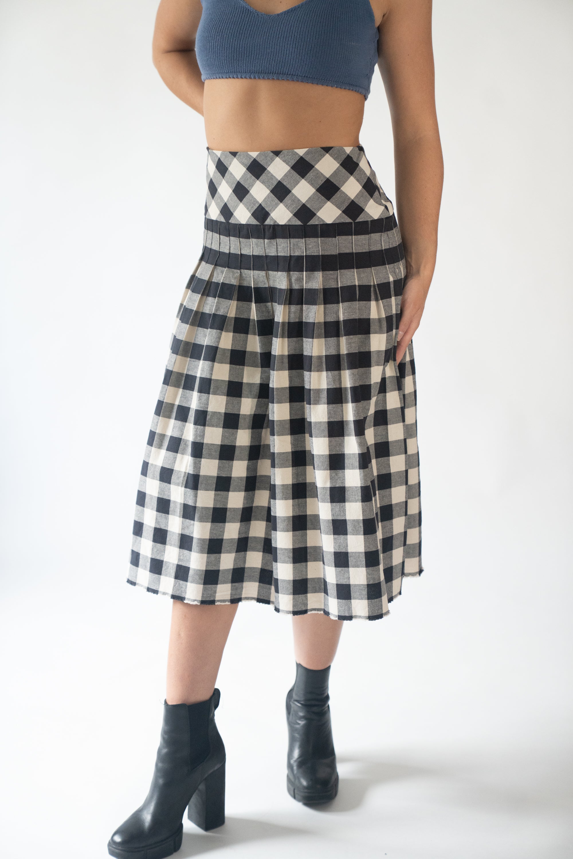 Gingham pleat skirt