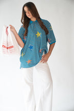 Block print starry striped shirt