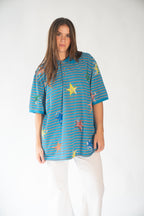 Block print starry striped shirt