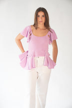 Flounced knit top no. 1